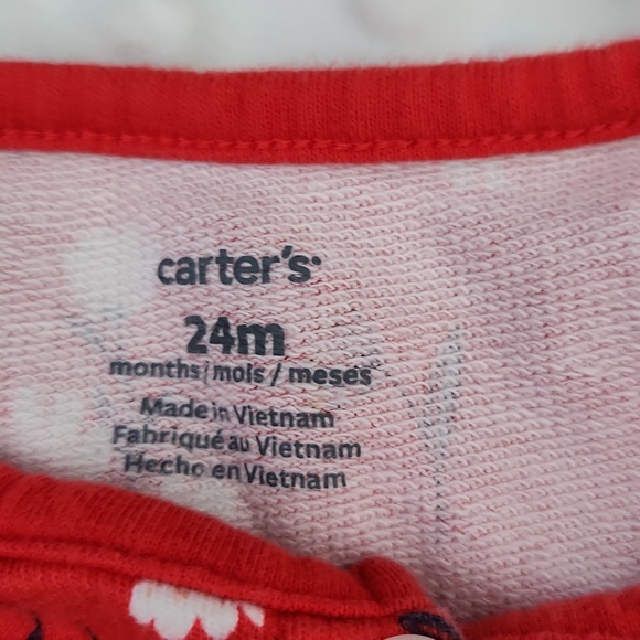 Red Floral Baby One-Piece Romper - Cozy Footed Sleepwear - Picture 2 of 3